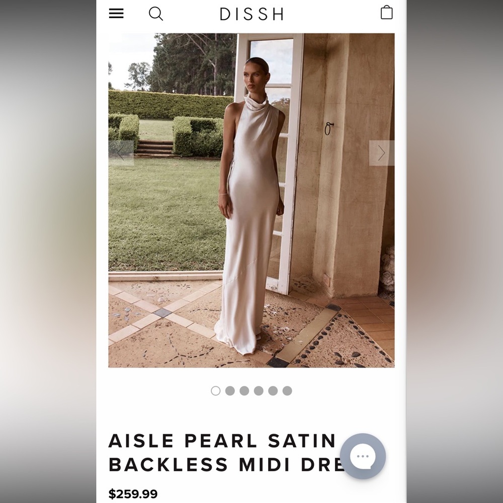 Dissh white silk halter neck backless dress brand new